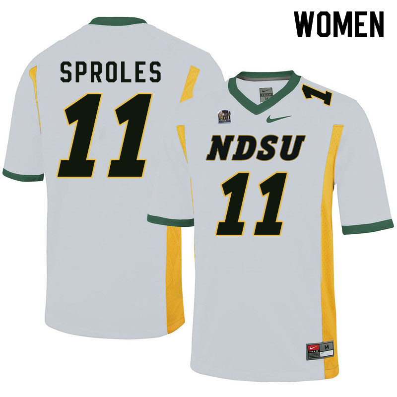 Women #11 Phoenix Sproles North Dakota State Bison College Football Jerseys Sale-White